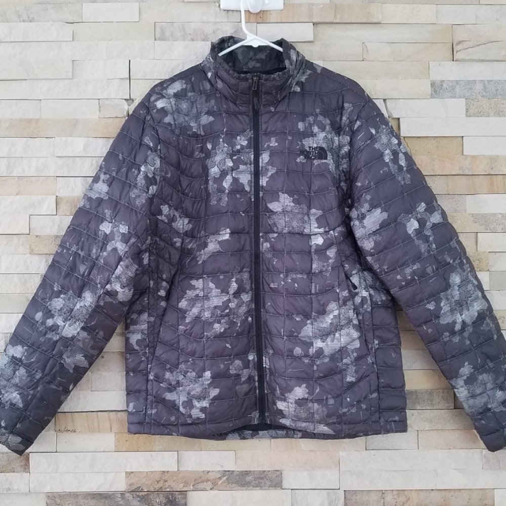 North Face Mens Camo Thermoball Medium Jacket Camouflage  Black Grey Nano Puff M